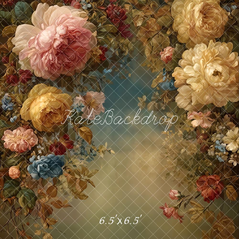 Kate Fine Art Floral Vintage Printed Backdrop Designed by GQ