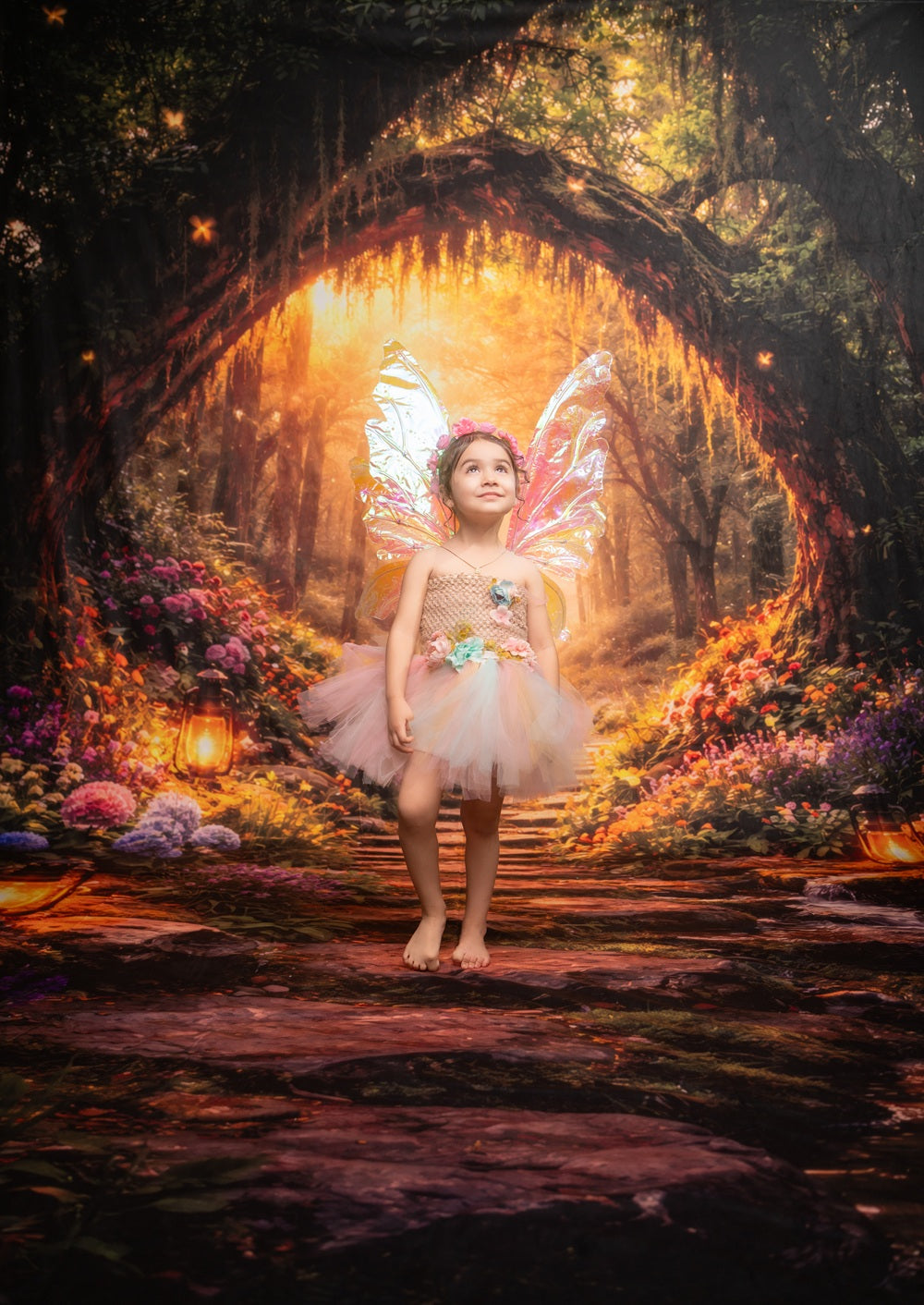 Kate Sweep Fairy Fantasy Forest Flower Arch Pathway Printed Backdrop Designed by Vertigo Productions