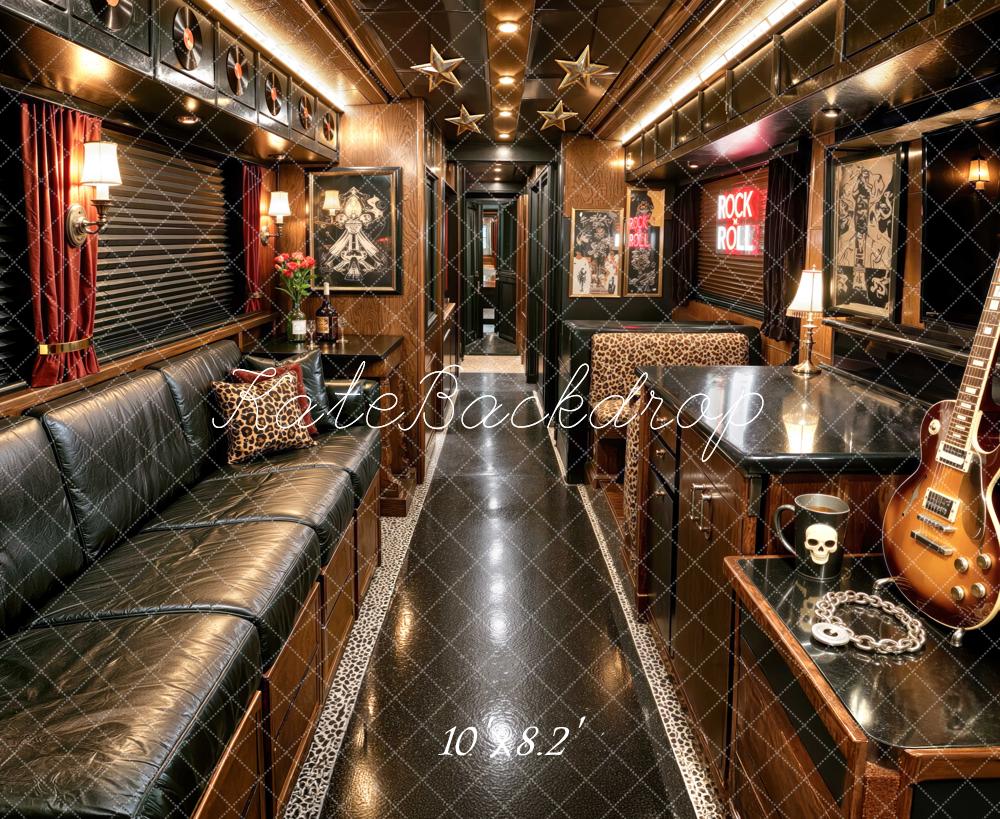 Kate Rock And Roll Tour Bus Interior Guitar Printed Backdrop Designed by Mini MakeBelieve