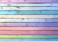 Kate Colorful Pastel Wooden Plank Floor Printed Backdrop Designed by Mini MakeBelieve