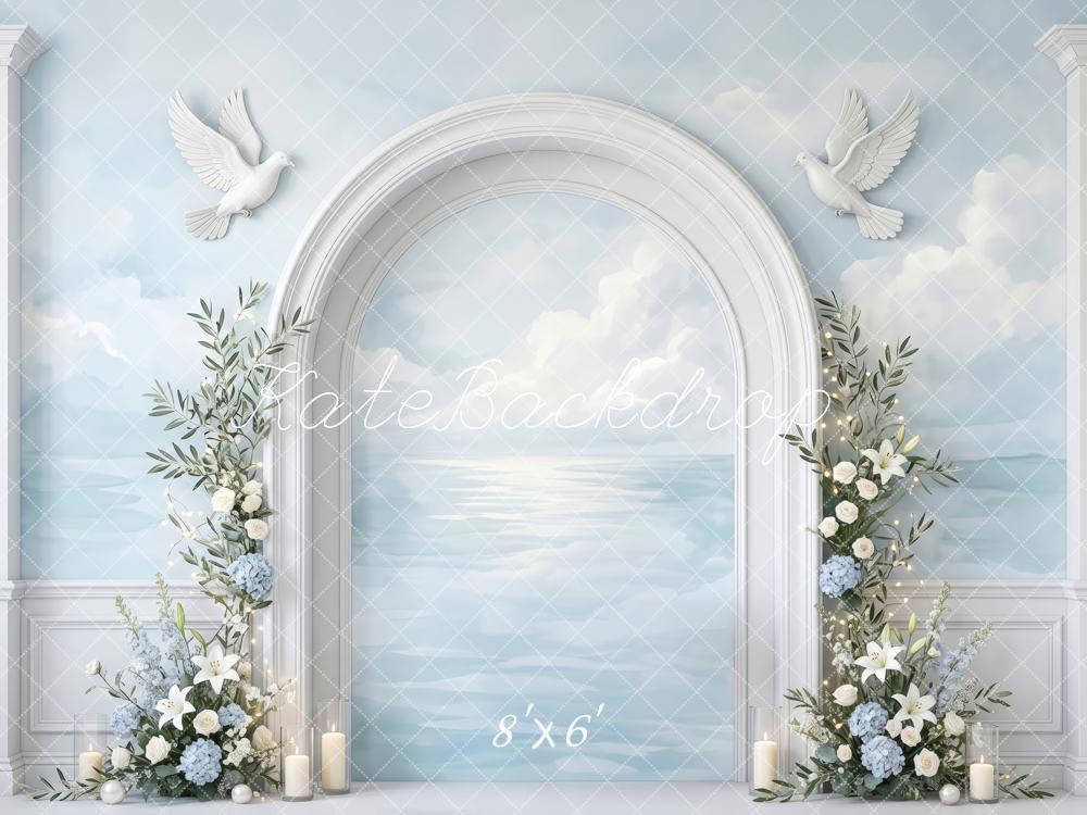 Kate Easter Chapel Doves of Grace Blue Printed Backdrop Designed by Patty Roberts