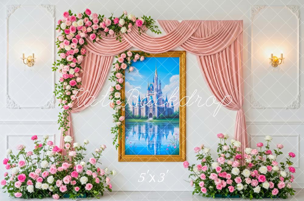 Kate Pink Floral Arch Castle Painting Backdrop Designed by Patty Roberts