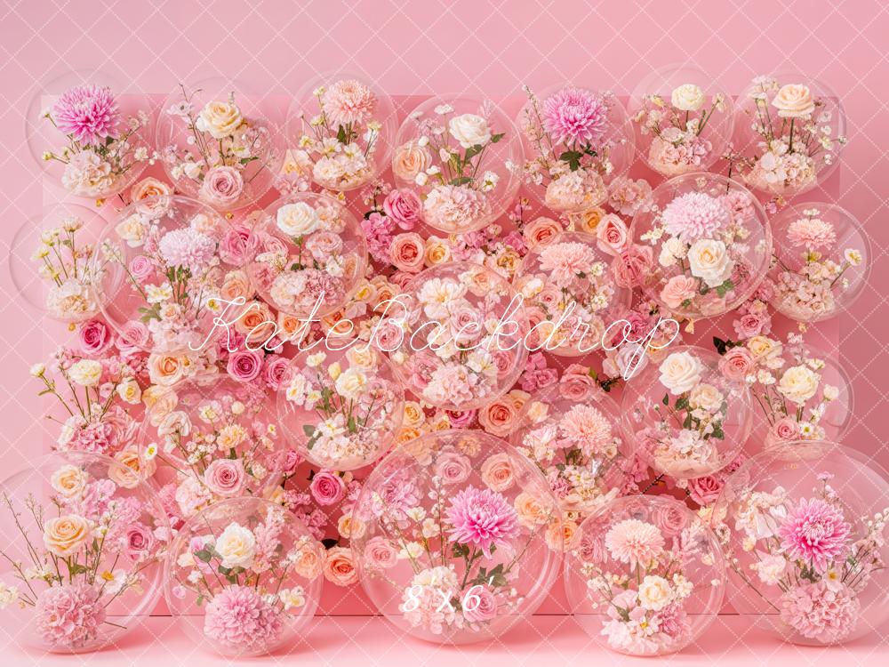 Kate Mother's Day Pink Flower Arch Bubble Wall Printed Backdrop Designed by Patty Roberts