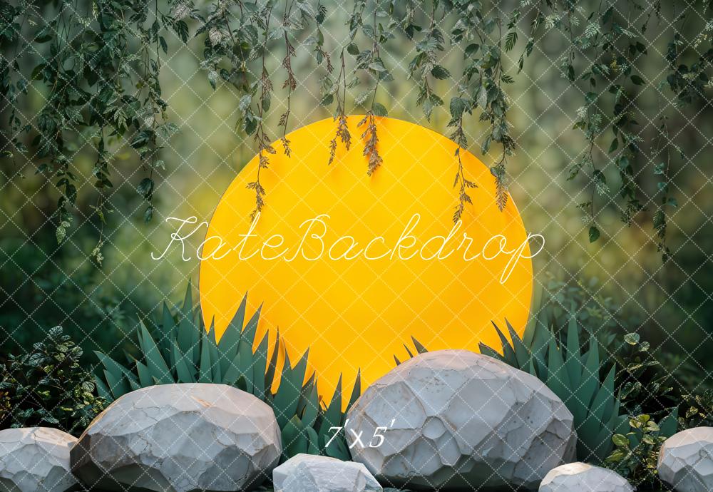Tangled Backdrop Rocks Golden Sunset Garden Stone Backdrop