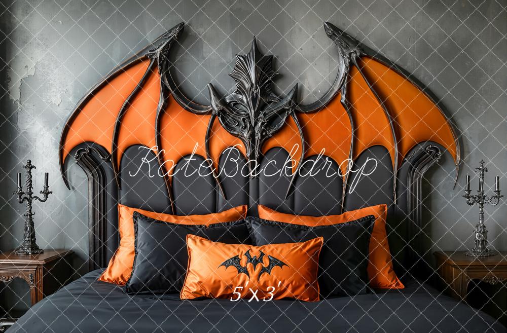Kate Halloween Bat Wing Headboard Dark Backdrop Designed by Emetselch