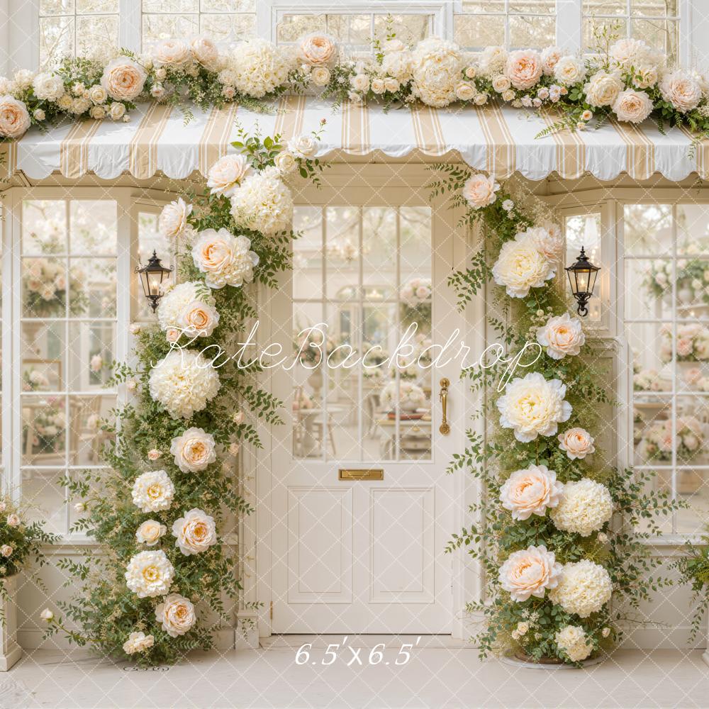 Kate Spring Cream Flower Arch Storefront Awning Printed Backdrop Designed by Emetselch