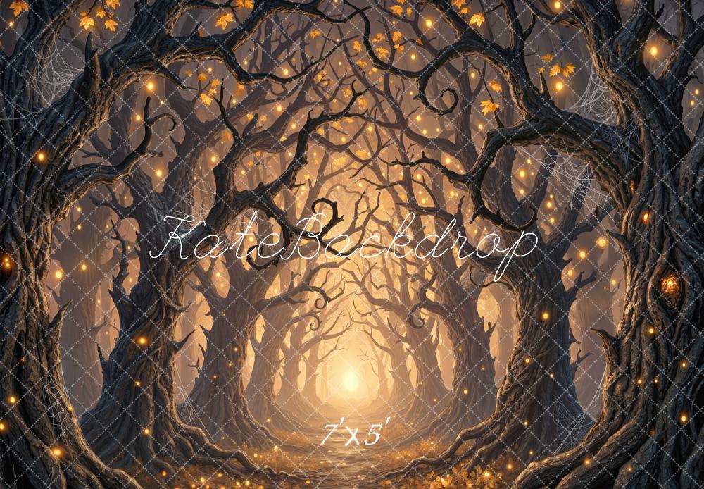 Kate Halloween Twisted Trees Forest Path Printed Backdrop Designed by Mini MakeBelieve