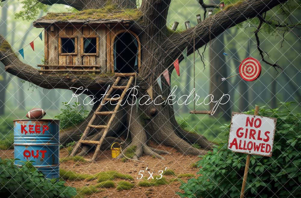 TEST Kate Summer Treehouse Forest Clubhouse Printed Backdrop Designed by Laura Bybee