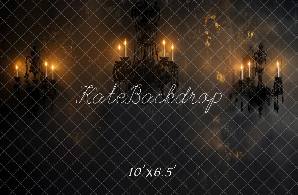 Kate Halloween Dark Chandelier Candlelight Vintage Wall Backdrop Designed by Emetselch