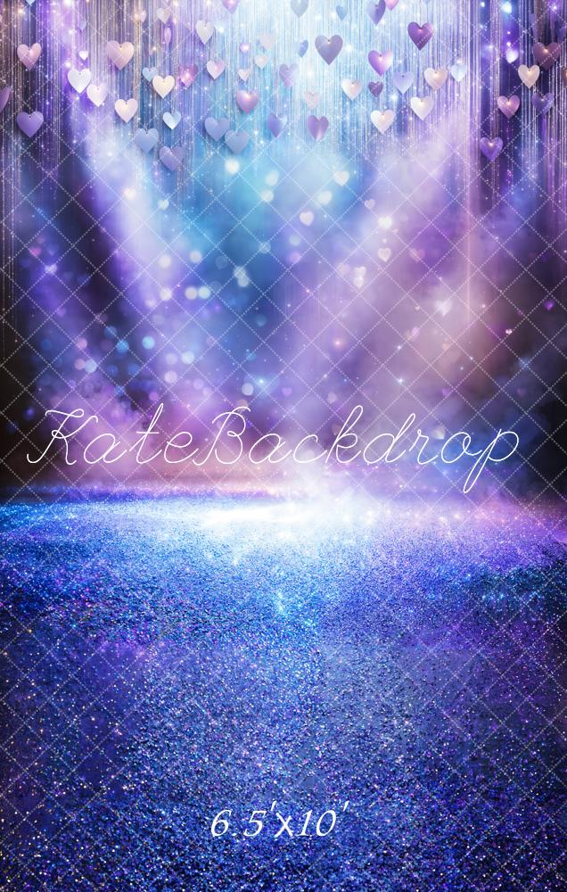 Bokeh Podiumverlichting Hart Glitters Paarse Foto Achtergrond Designed by Emetselch