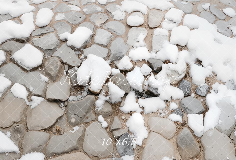 Kate Winter Cobblestone with Snow Floor Backdrop Designed by Kate Image