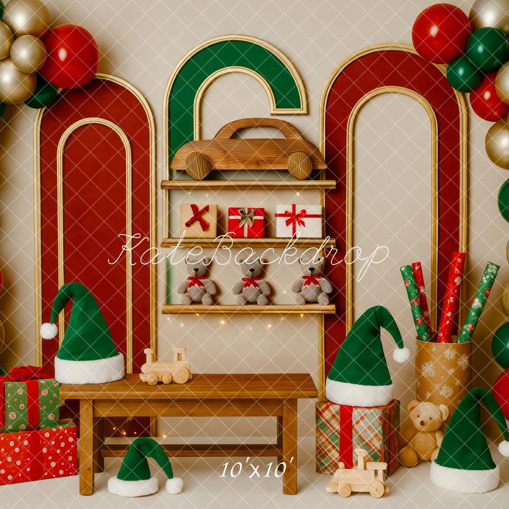 Fondo de globos de Navidad y sombreros de Santa