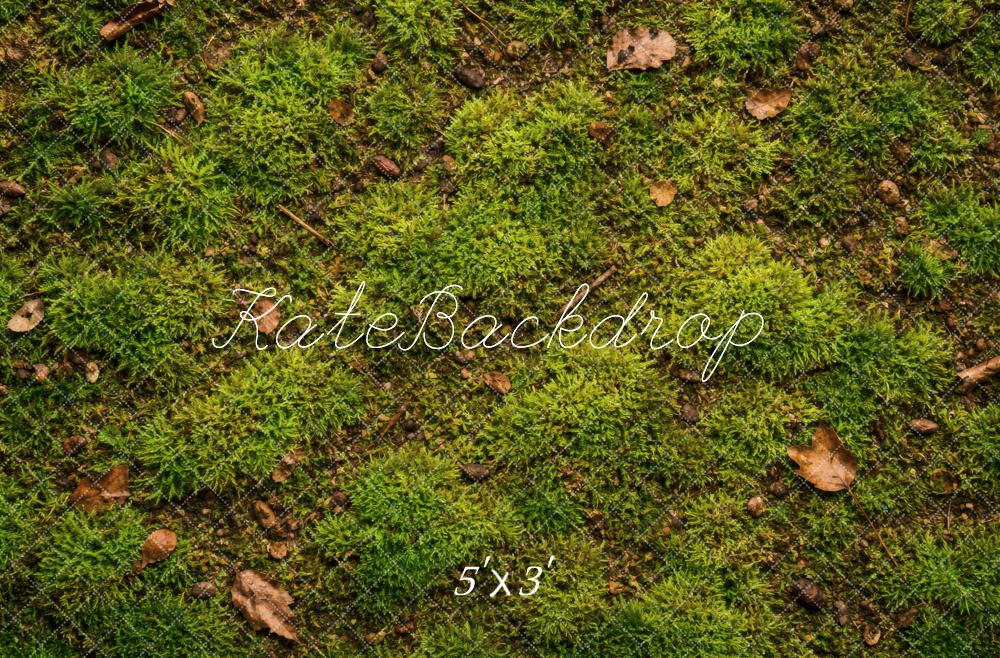 Kate Green Moss Ground Leaves Floor Printed Backdrop Designed by Vertigo Productions
