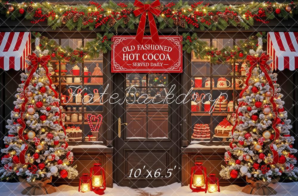 Kate Christmas Hot Cocoa Shop Christmas Trees Garland Backdrop Designed by Patty Roberts