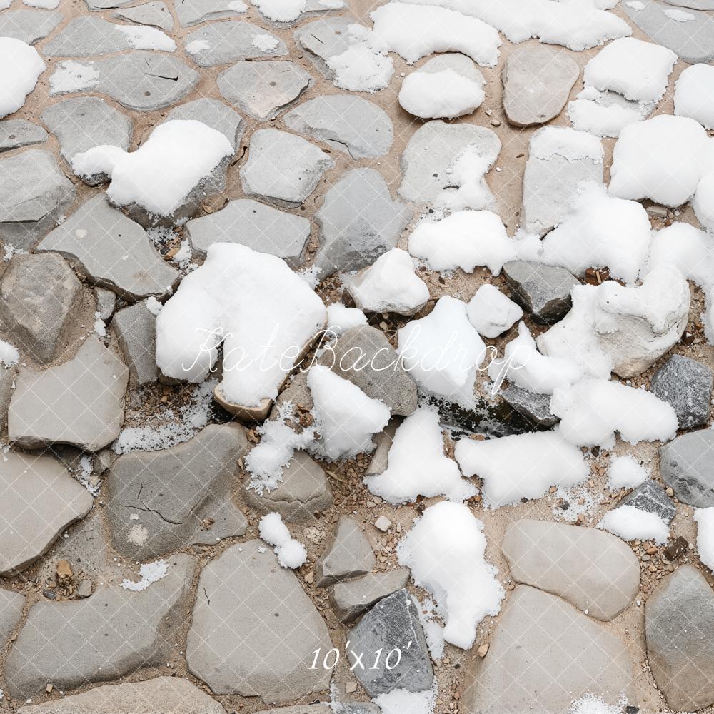 Kate Winter Cobblestone with Snow Floor Backdrop Designed by Kate Image