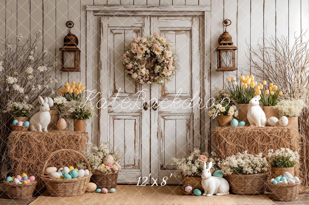 Kate Easter Bunny Rustic Door Flowers Baskets Backdrop Designed by Emetselch