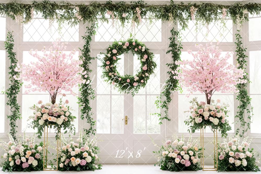 Kate Spring Flower Arch Pink Cherry Blossom Wreath Backdrop Designed by Patty Roberts