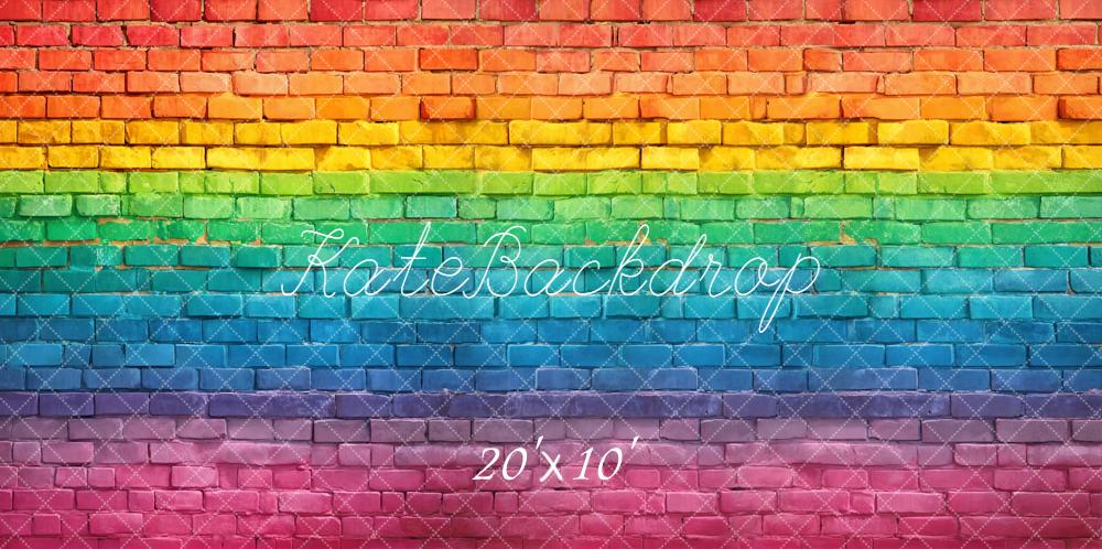 Kate Rainbow Brick Wall Printed Backdrop Designed by Kate Image