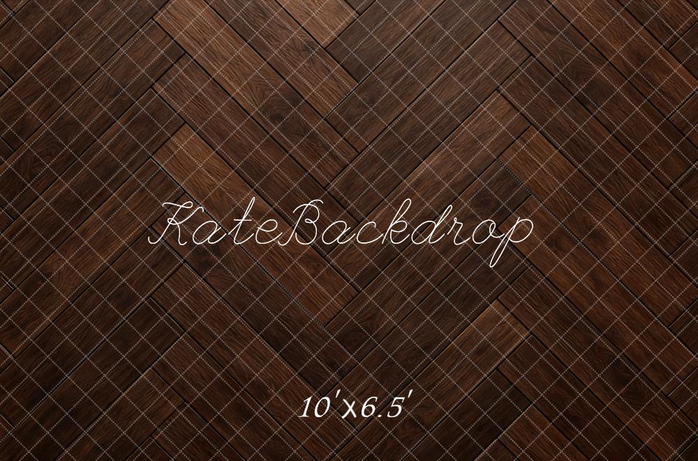 Kate Dark Brown Herringbone Wood Floor Backdrop Designed by Mini MakeBelieve