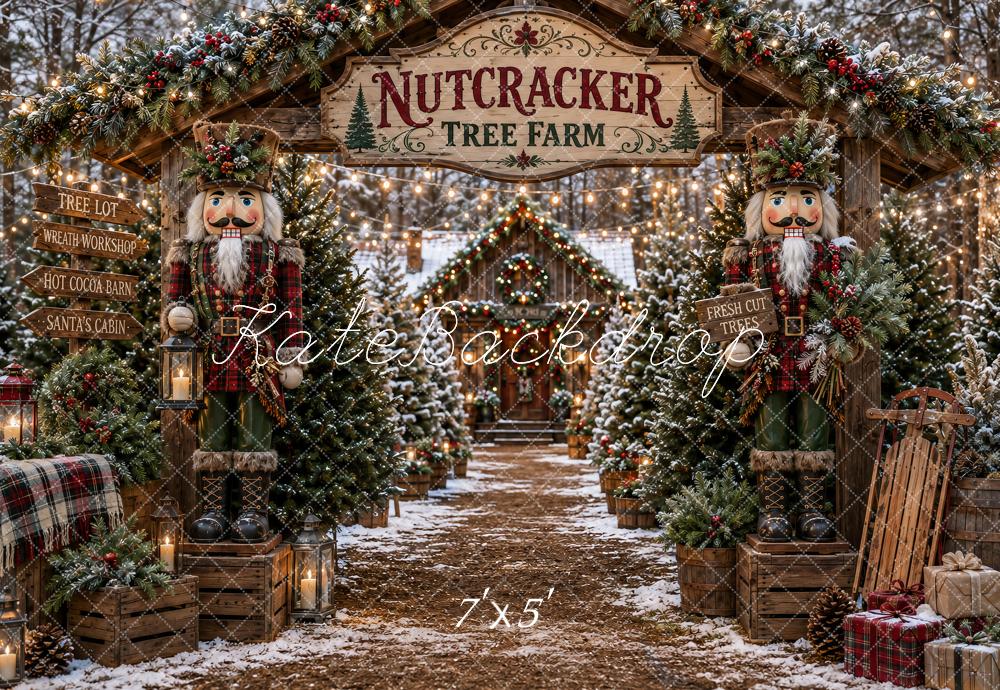 Kate Christmas Nutcracker Tree Farm Toy Soldiers Printed Backdrop Designed by Ashley Paul