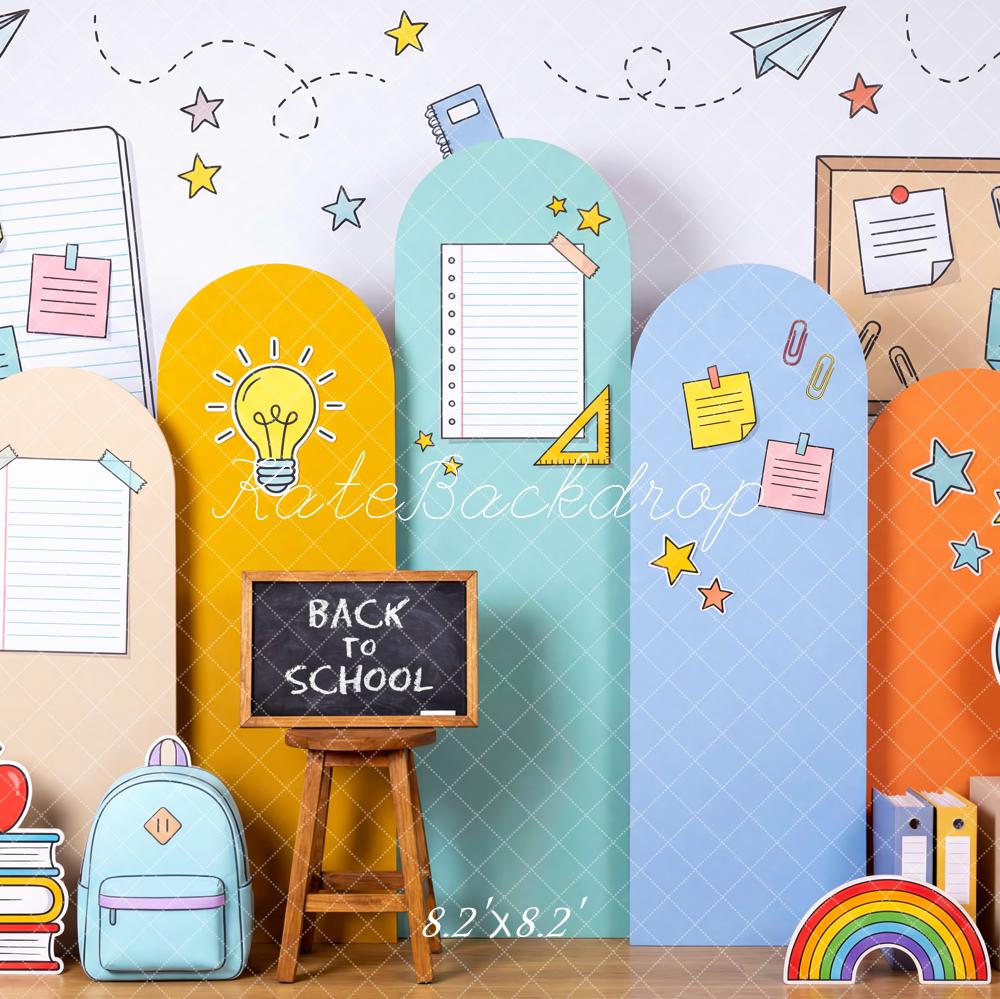 TEST Kate Back To School Classroom Doodle Pencils Books Globe Backpack Printed Backdrop Designed by Patty Roberts