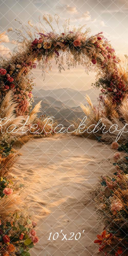 Kate Fall Flower Arch Sunset Outdoor Backdrop Designed by Emetselch