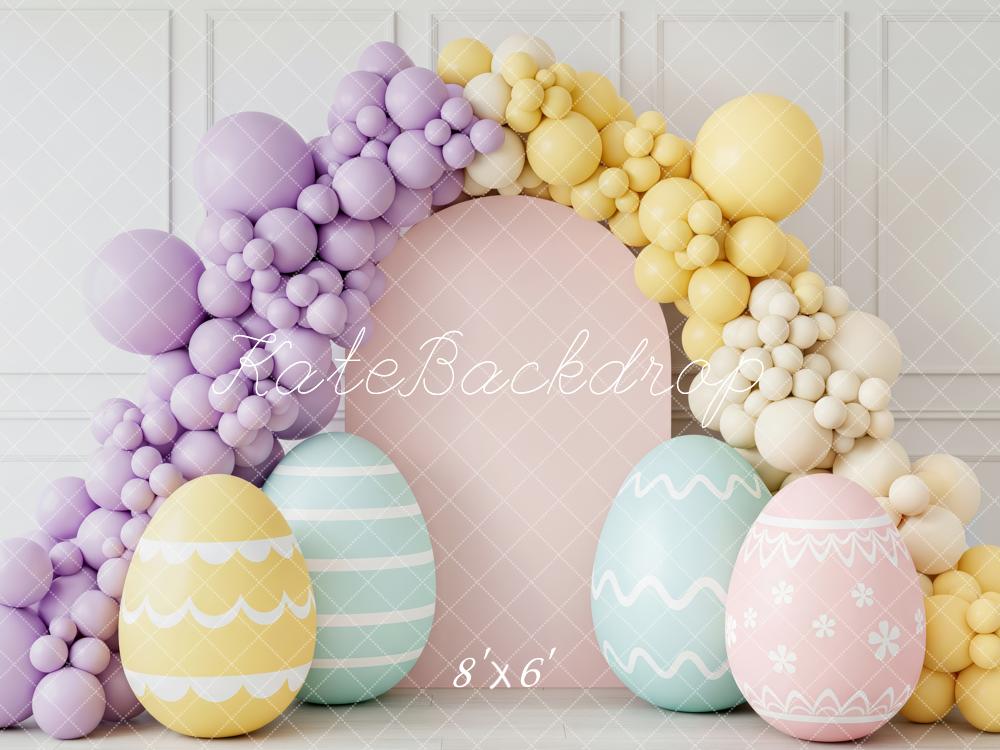 Kate Easter Modern Balloon Arch Pastel Eggs Printed Backdrop Designed by Patty Roberts