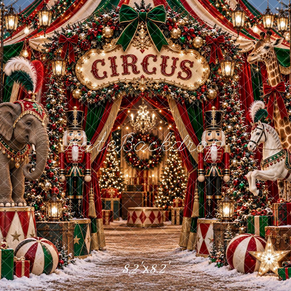Kate Christmas Circus Animals Arch Nutcracker Printed Backdrop Designed by Ashley Paul