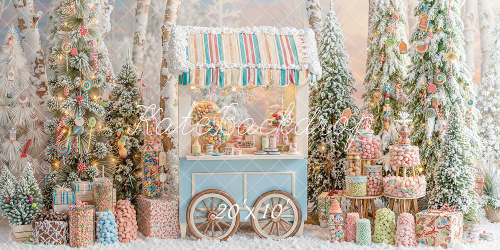 Kate Christmas Trees Candy Cart Snowy Forest Backdrop Designed by Emetselch