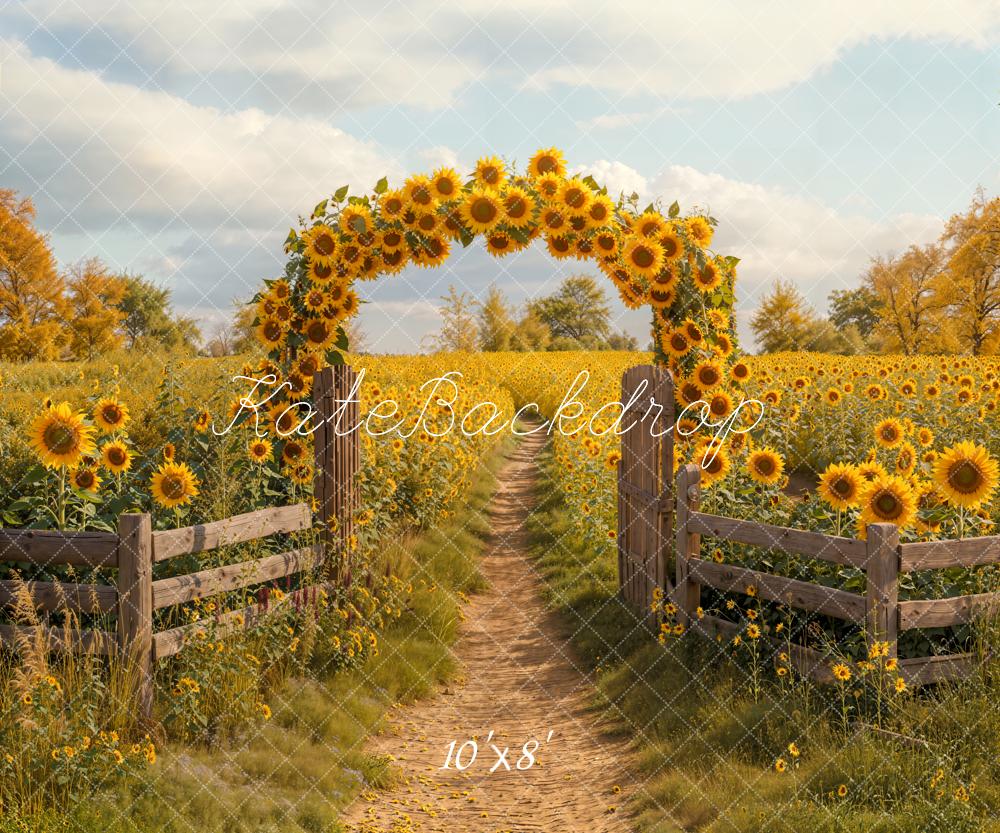 Fall Zonnebloem Boog Rustieke Pad Foto Achtergrond Designed by Emetselch