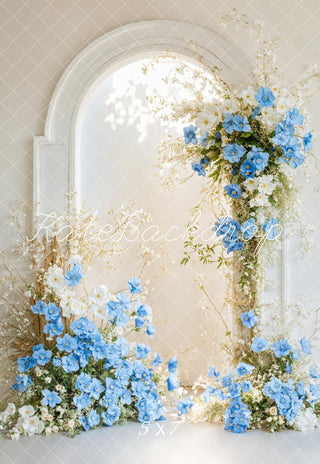 Kate Elegant Flower Arch Blue Printed Backdrop Designed by Emetselch