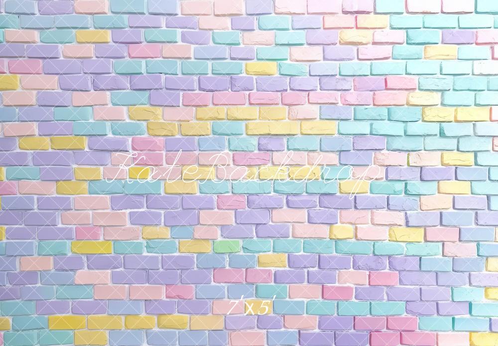 Pastel Bakstenen Muur Foto Achtergrond Designed by Mini MakeBelieve