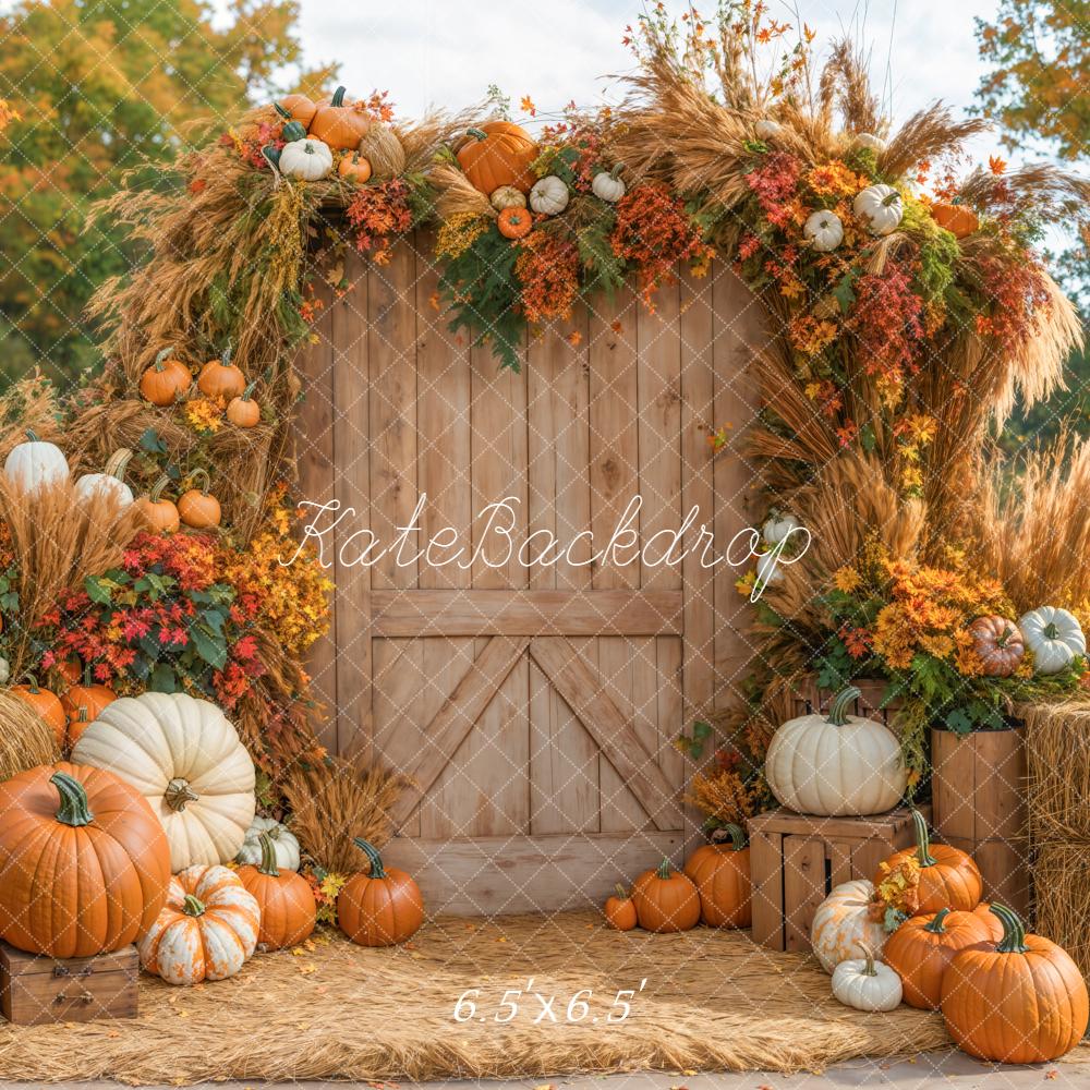 Kate Fall Outdoor Pumpkin Harvest Hay Backdrop Designed by Emetselch