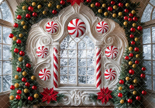 Fondo de Ventana de Arco de Caramelo de Navidad Diseñado por Mini MakeBelieve