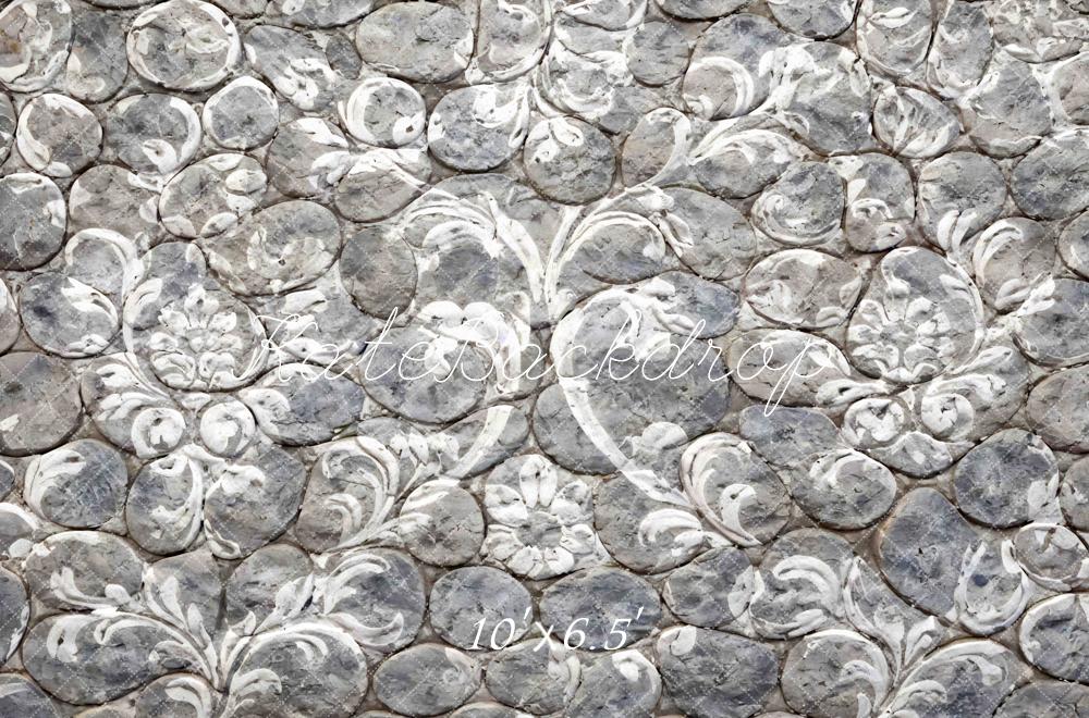 Kate Gray Cobblestone Floral Pattern Printed Backdrop Designed by Mini MakeBelieve