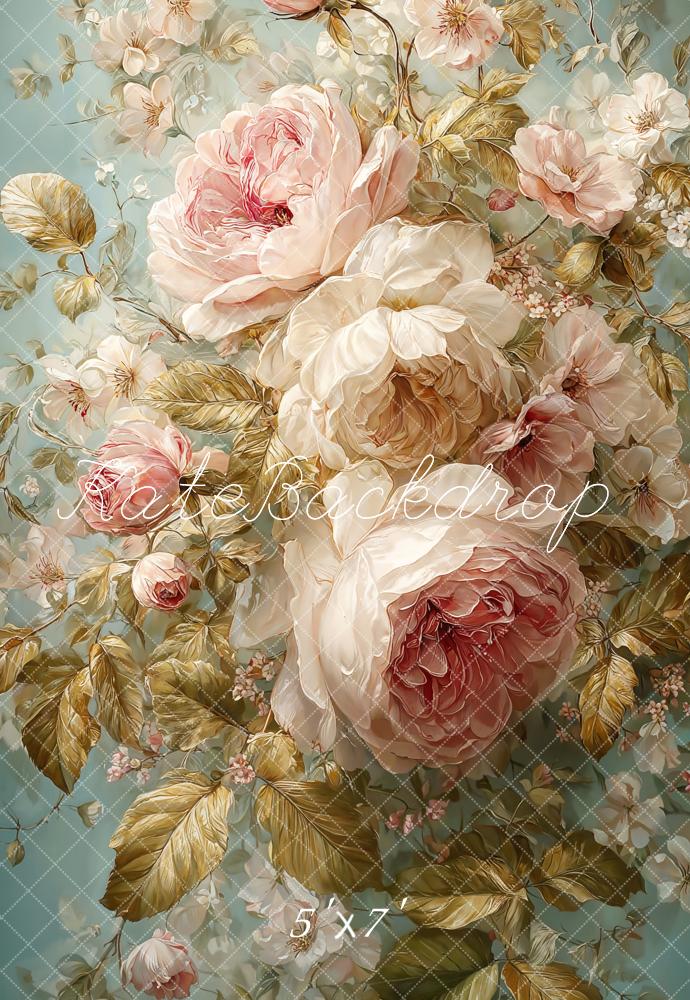 Kate Fine Art Pastel Pink Rose Floral Backdrop Designed by Emetselch