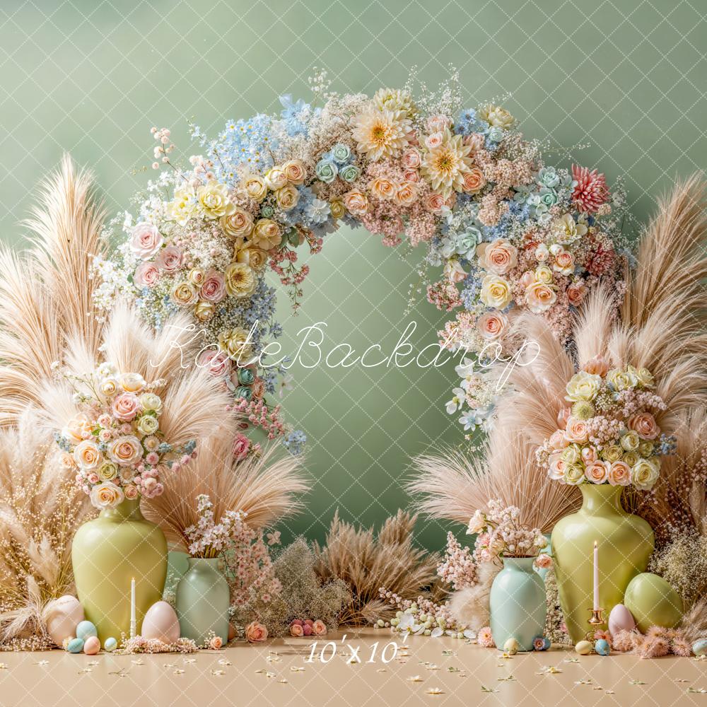 TEST Kate Easter Bunny Flower Arch Pastel Green Backdrop Designed by Emetselch