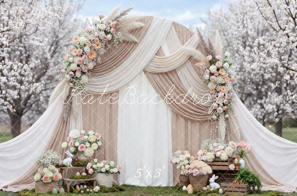Kate Easter Bunny Flower Arch Pastel Eggs Blossoms Backdrop Designed by Mini MakeBelieve