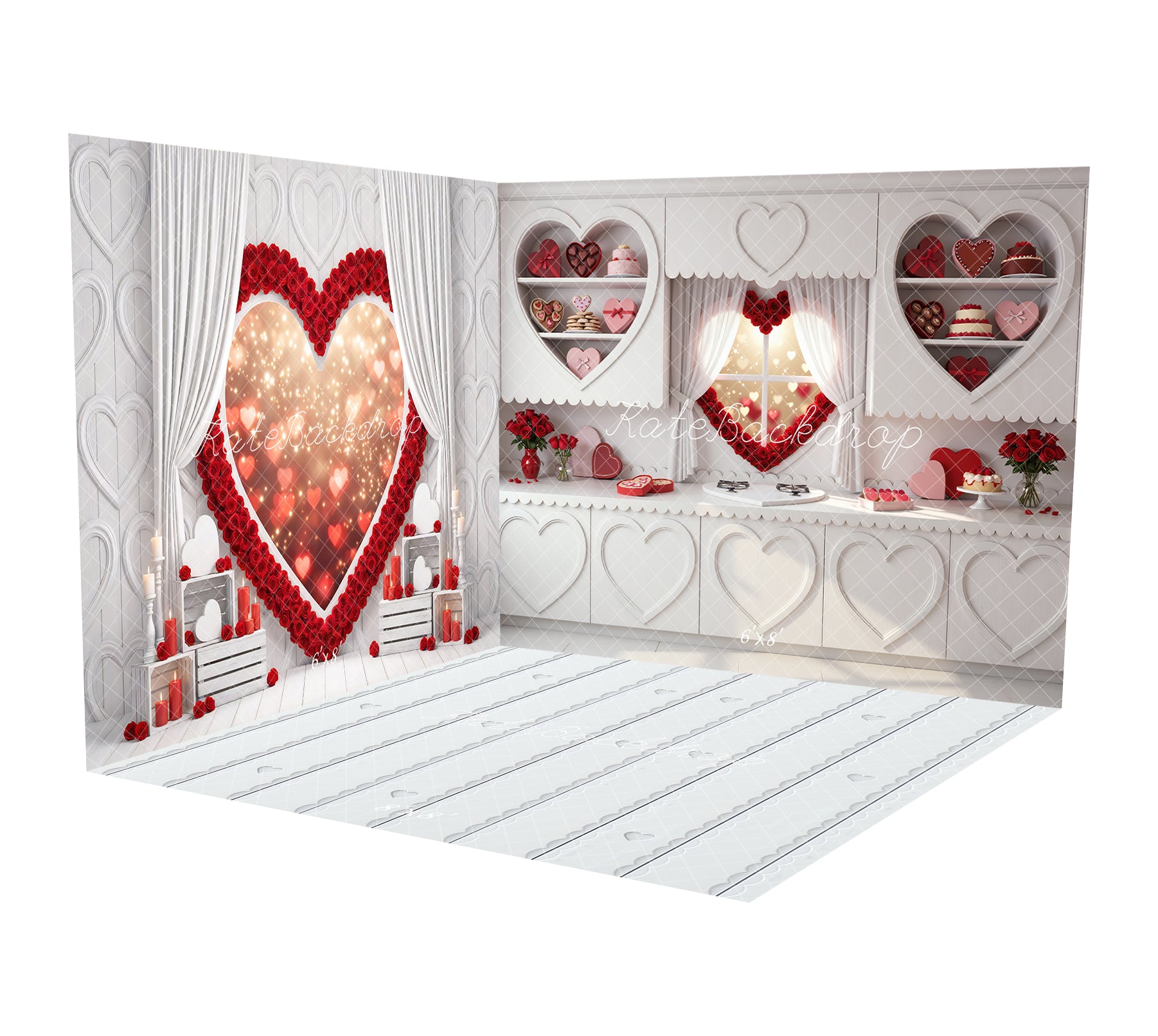 Kate Valentine's Day Heart Shelves Dessert Table Backdrop Room Set