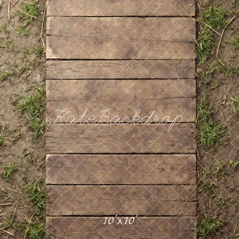 Kate Wooden Pathway with Dirt and Grass Floor Backdrop Designed by Mini MakeBelieve