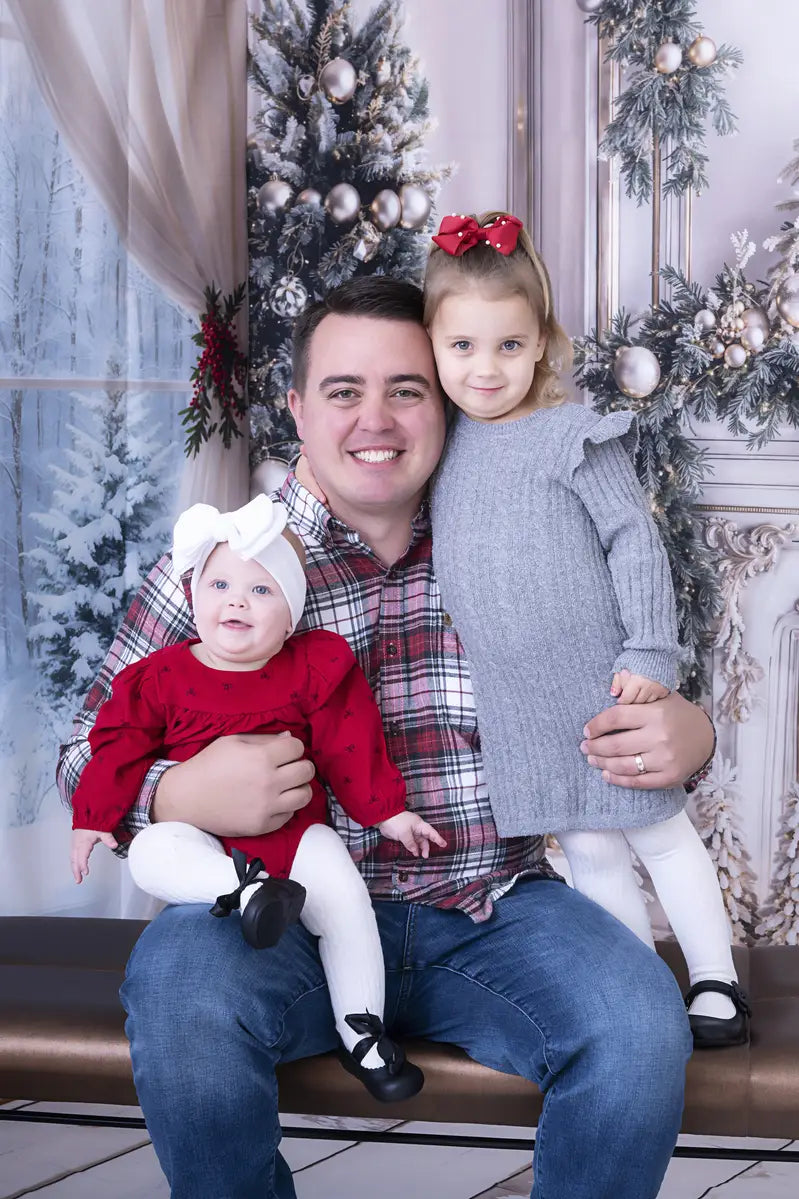 Kate Christmas White Window Wreath Backdrop Designed by Emetselch