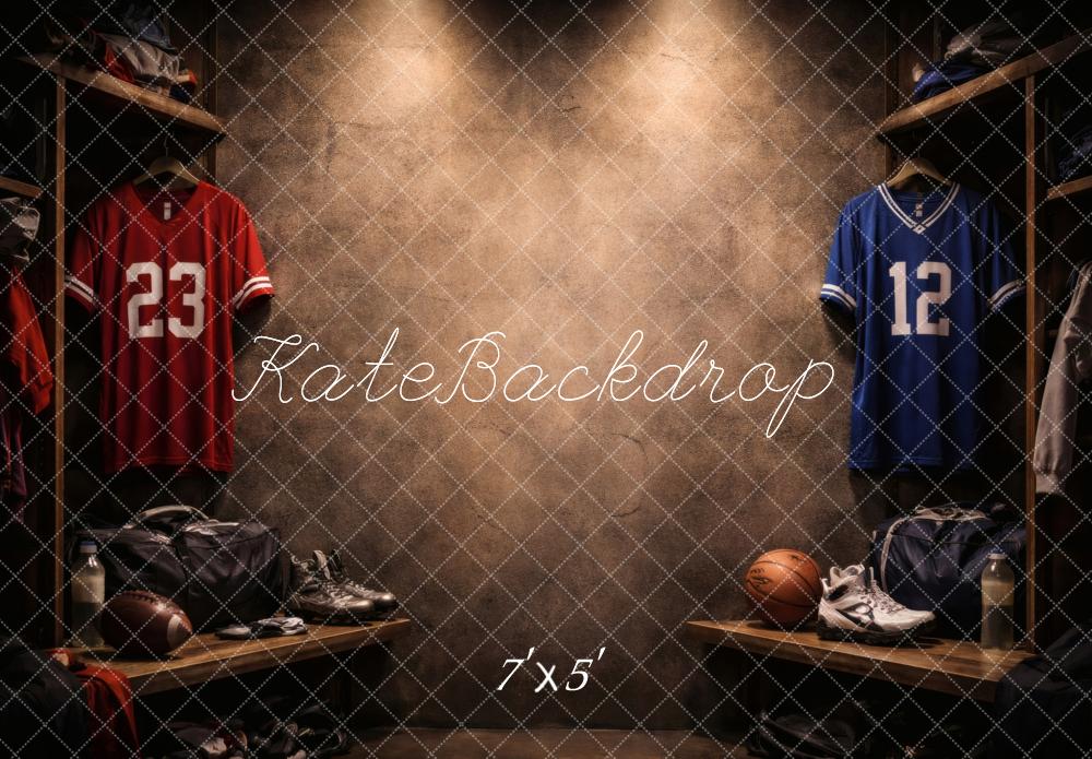Kate Sports Locker Room Football Basketball Jerseys Printed Backdrop Designed by Vertigo Productions