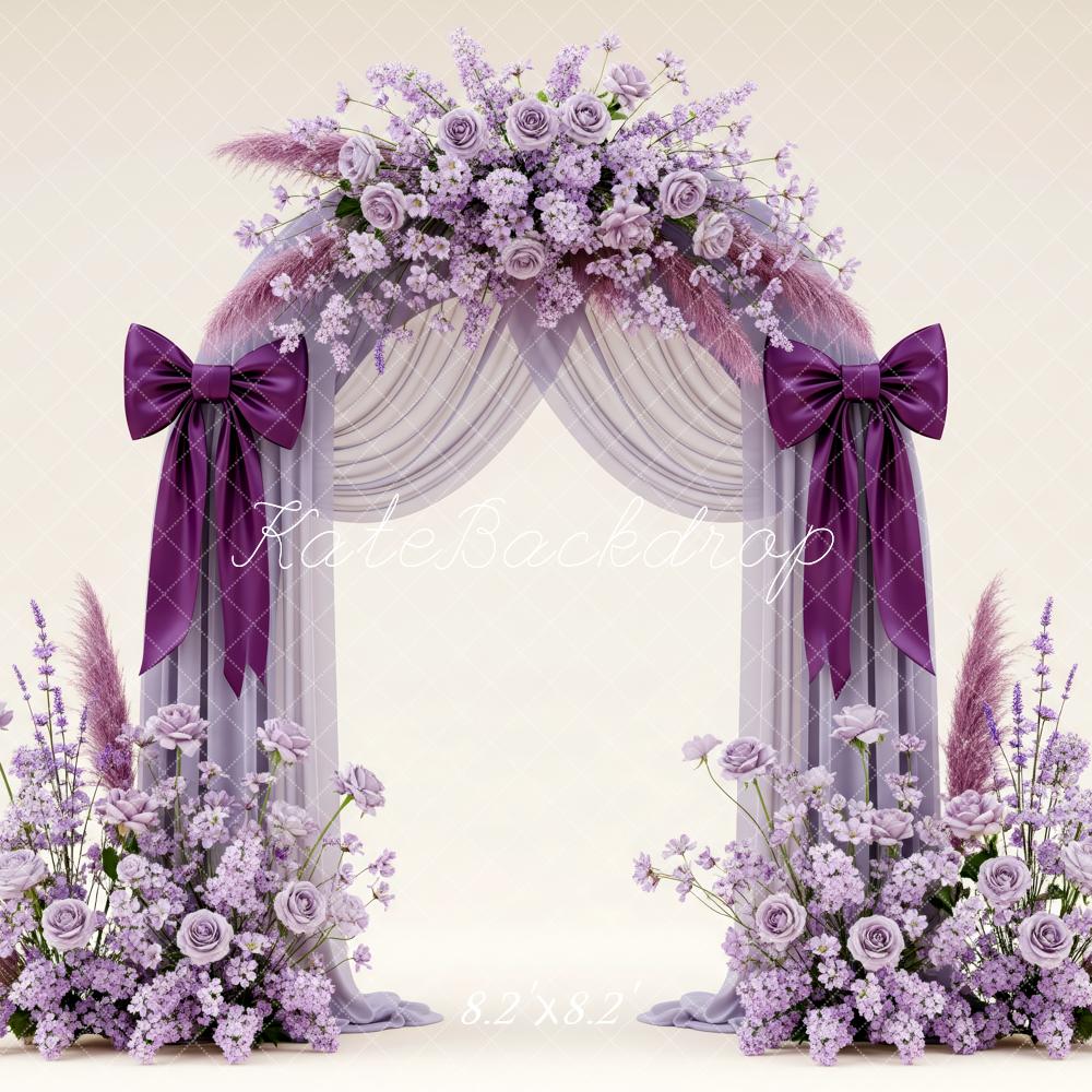 Kate Spring Flower Arch Lavender Roses Purple Bows Backdrop Designed by Patty Roberts