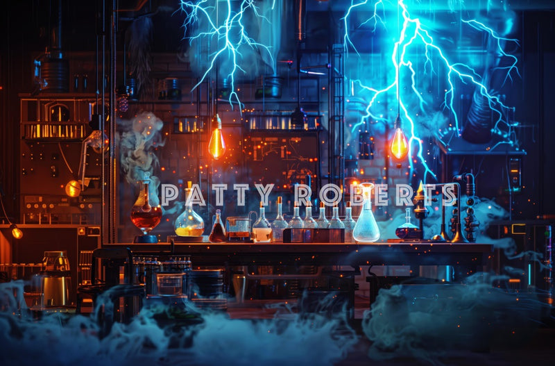 Electrifying Steampunk Laboratory Backdrop