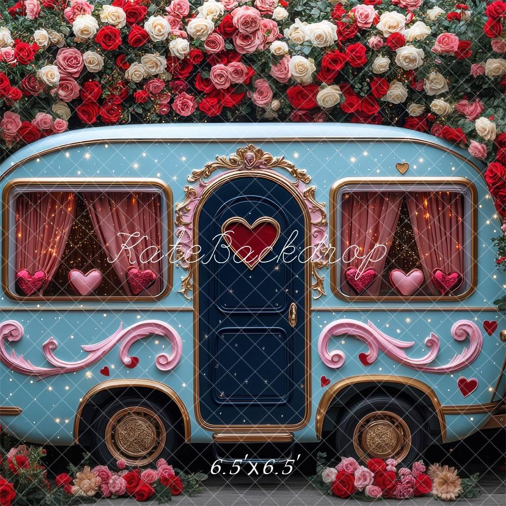 Kate Valentine RV Camper Floral Roses Backdrop Designed by Mini MakeBelieve