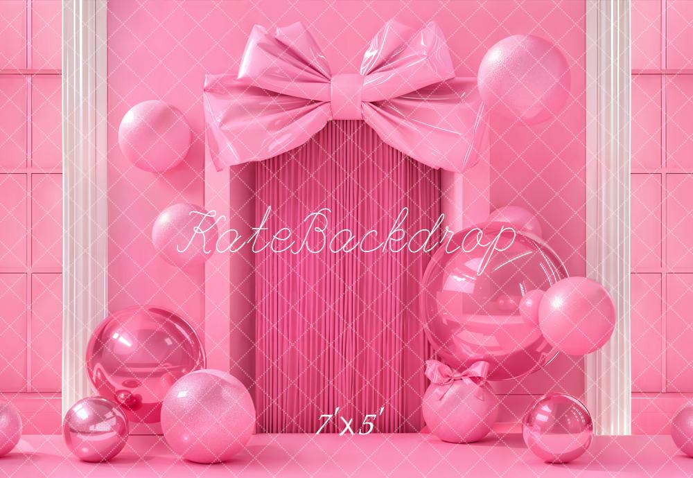 Kate Cake Smash Pink Bow Balloons Gift Boxes Backdrop Designed by Emetselch