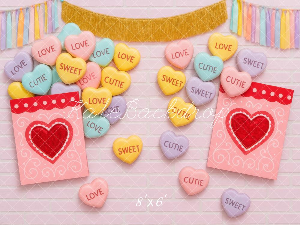Kate Valentine's Day Heart Candy Pink Love Cards Backdrop Designed by Mini MakeBelieve