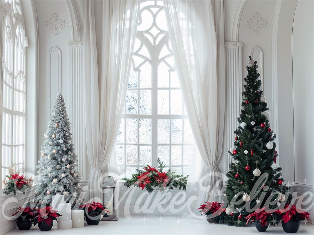 Natale Interior Bianco Fine Art Floreale Sfondo Finestra Ad Arco Progettato da Mini MakeBelieve