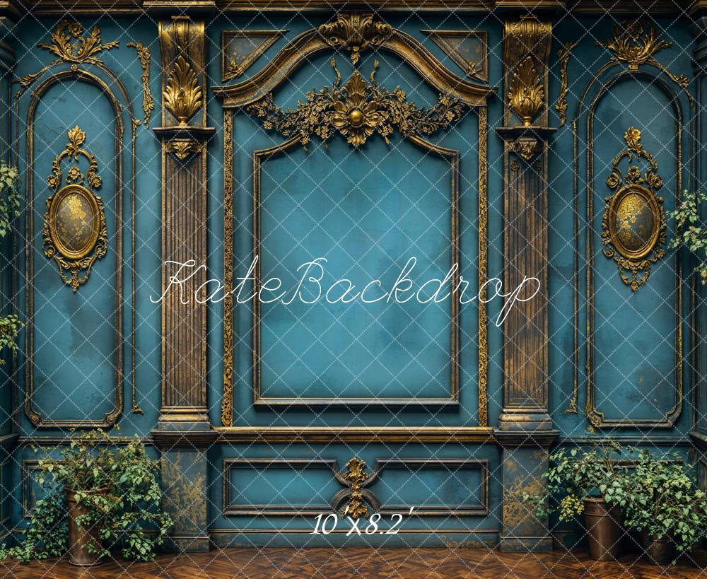 Kate Vintage Wall Elegant Blue Backdrop Designed by Emetselch