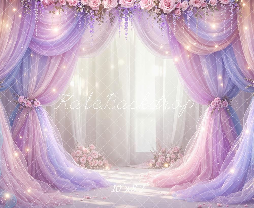 Kate Mother's Day Flower Arch Pastel Drapes Sparkle Printed Backdrop Designed by Mini MakeBelieve